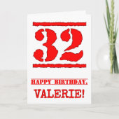 32e verjaardag: Plezier, rode rubberen stempel geï Kaart (Voorkant)