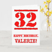 32e verjaardag: Plezier, rode rubberen stempel geï Kaart (Gele Bloem)