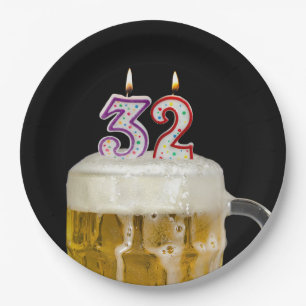 32e Verjaardagsbier op zwart Papier Bord