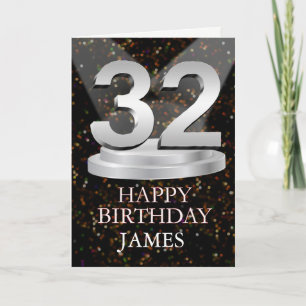 32nd Birthday Spotlights Voeg een naam toe Kaart
