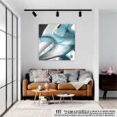 32x32"Trend Abstract Kunstcanvas Zwart Wit Blauw Canvas Afdruk