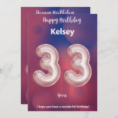 33 ans Bonne carte d'anniversaire (Devant / Derrière)