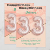 33 ans filles Bonne carte d'anniversaire (Devant / Derrière)