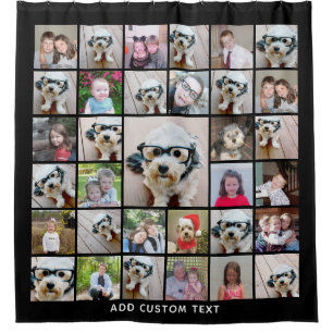 33 Foto Collage Modern Square Layout Black Douchegordijn