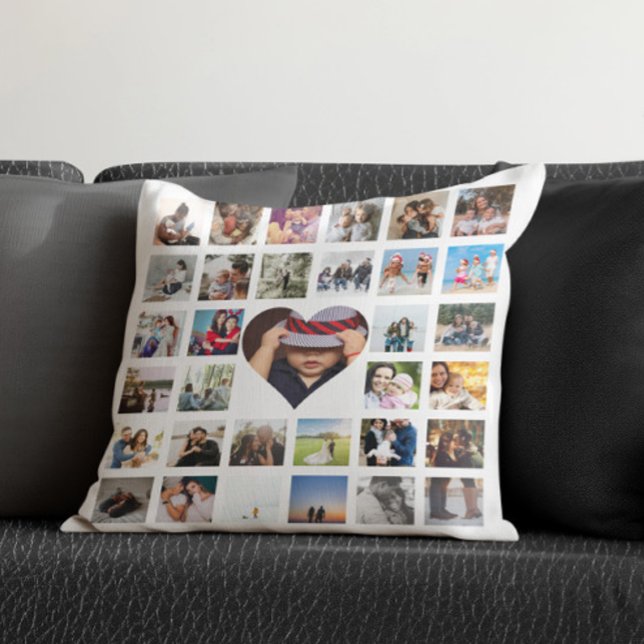 33 Fotosjabloon Aangepast aangepast Collage Kussen (33 Photo Template Personalized Custom Made Collage Throw Pillow by Ricaso. Photo gift ideas )