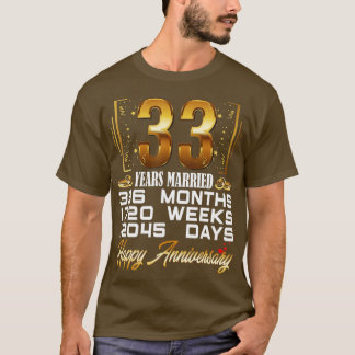 33 jaar gehuwd Funny 33rd Wedding Jubileum T-shirt