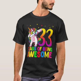 33 jaar oud Birthday Unicorn Dabbing 33Rd Birthda T-shirt