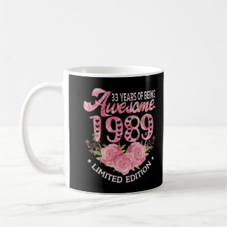 33 jaar oud roze  cadeau 1989 dag 33th Birth Koffiemok