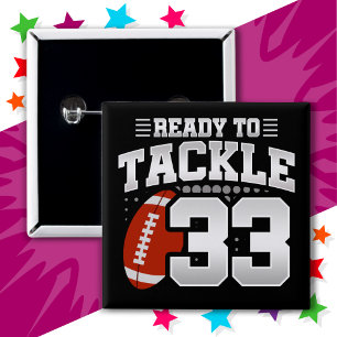 33 Jaar Oud Tackle Football Party 33e Verjaardag Vierkante Button 5,1 Cm