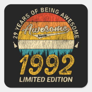 33 jaar oude Bday Retro Geweldige 33ste verjaardag Vierkante Sticker