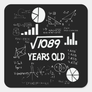 33 jaar oude Bday Wiskunde Teacher 33ste verjaarda Vierkante Sticker