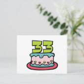 33 jaar oude Birthday Cake Briefkaart (Staand voorkant)
