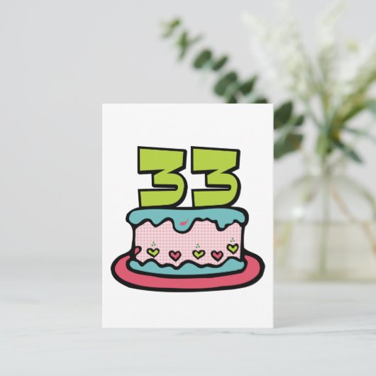 33 jaar oude Birthday Cake Briefkaart (Staand voorkant)