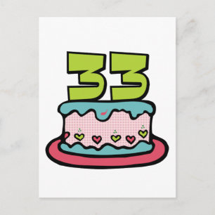 33 jaar oude Birthday Cake Briefkaart