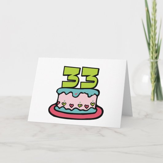 33 jaar oude Birthday Cake Kaart (Voorkant)