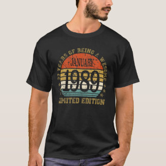 33 jaar oude Gift January 1989 Limited Edition T-shirt