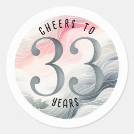 33 Jubileum of Verjaardag Waterverf Ronde Sticker