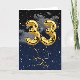 33e Anniversaire Gold Mylar Balloon et carte Confe