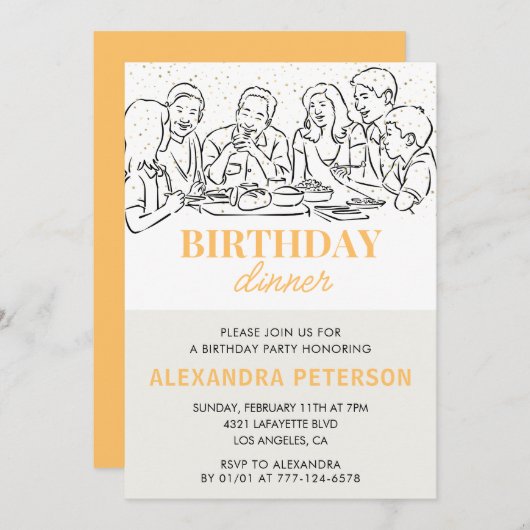 33e anniversaire invitation Anniversaire Dîner (Devant / Derrière)