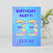 33e anniversaire Invitation de fête Ajouter un nom (Debout devant)