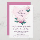 33e anniversaire invitation Elegant Boho rose (Devant / Derrière)