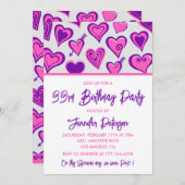 33e anniversaire invitation Glam Pink Heart (Devant / Derrière)