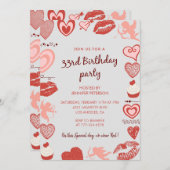 33e anniversaire invitation Gray Red Angel (Devant / Derrière)