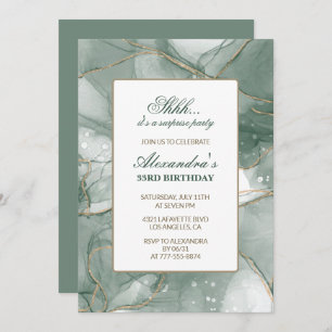 33e anniversaire Invitation Surprise party Green