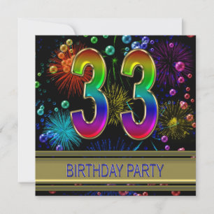 33e fête d'anniversaire Invitation avec bulles
