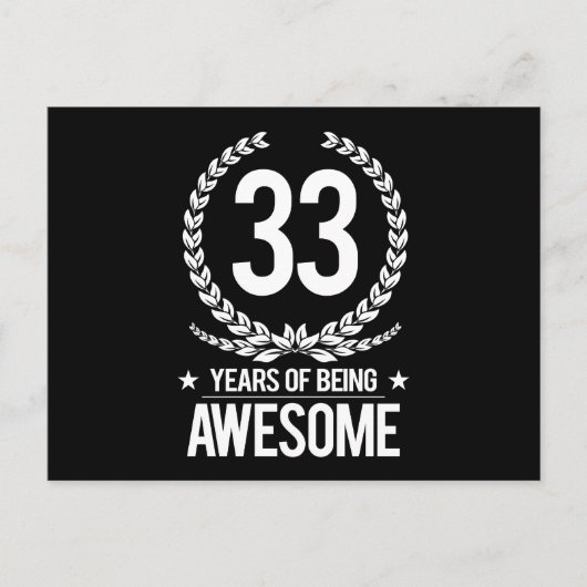 33e verjaardag (33 jaar Geweldige) Briefkaart (Voorkant)