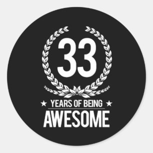 33e verjaardag (33 jaar Geweldige) Ronde Sticker