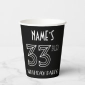 33e verjaardag: Art Deco Style + aangepaste naam Papieren Bekers (Achterkant)