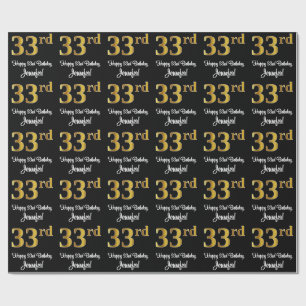33e verjaardag: Elegant luxe Faux Gold-look # Cadeaupapier