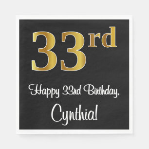 33e verjaardag ~ Elegant Luxe Faux Gold Look # Servet