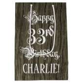 33e verjaardag: Fancy, Faux Wood Kijk + Aangepaste Medium Cadeauzakje (Achterkant)