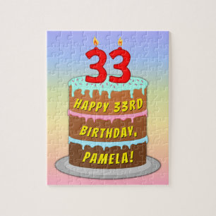 33e verjaardag: Fun Cake and Candles + Custom Name Legpuzzel