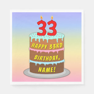 33e verjaardag: Fun Cake and Candles + Custom Name Servet