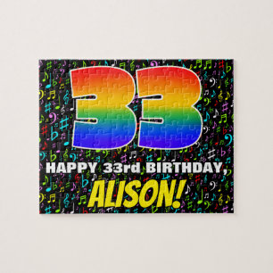 33e verjaardag — Fun, Colorful Music Symbols & "33 Legpuzzel