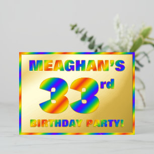 33e verjaardag - Fun, regenboogspectrum "33" Folie Uitnodiging