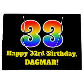 33e verjaardag ~ Leuk, Kleurrijk, Levendig, Regenb Groot Cadeauzakje (Voorkant)