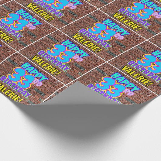 33e verjaardag: Leuk, Urban Graffiti geïnspireerd Cadeaupapier (Hoek)