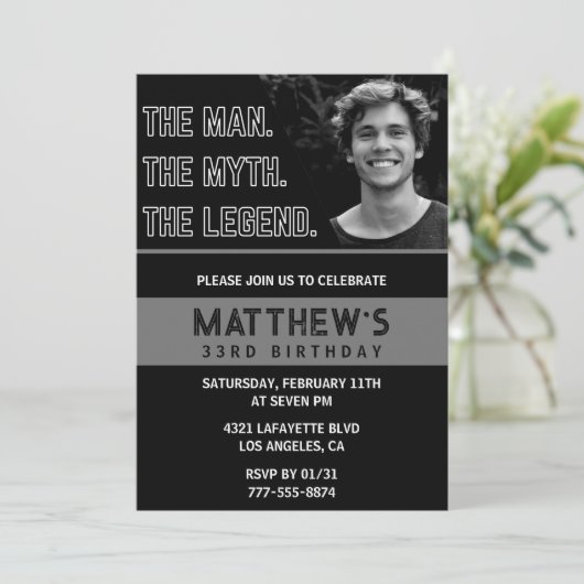 33e verjaardag nodigt het man The Legend uit Kaart (Staand voorkant)