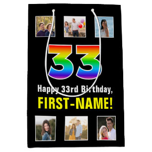 33e verjaardag: Regenboog "33", aangepaste foto's Medium Cadeauzakje