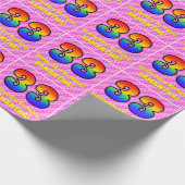 33e verjaardag: roze strips & harten, regenboognr. cadeaupapier (Hoek)