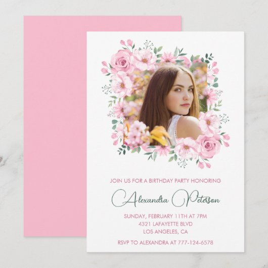 33e verjaardag uitnodiging Foto Boho Elegant (Voorkant / Achterkant)