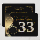 33e, Verjaardag Uitnodiging, Nummer Diamant, Foto Kaart (Voorkant / Achterkant)