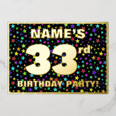 33e verjaardag van de Vreugde - Fun, kleurrijk ste Folie Uitnodiging (Voorkant)
