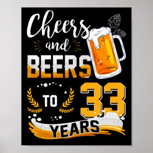 33e verjaardag van kaas en bier van 33 jaar poster