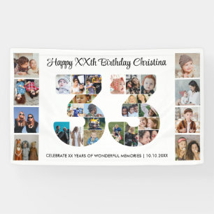 33e verjaardagsfeestje Nummer 33 Fotocollage Spandoek
