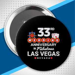33rd Wedding Jubileum Couples Las Vegas Trip Ronde Button 4,0 Cm